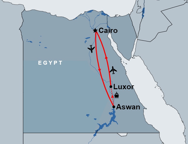 4 Days Nile Cruise from Cairo route map